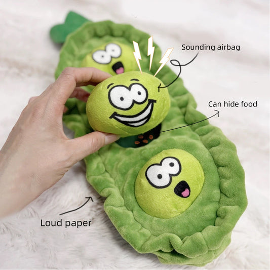 Pet Dog Snack Hiding Toys Relieve Boredom Interactive Doll Pea Pods Sets Throwing Chasing Plush Toy Slow Food Smelling Pet Ball