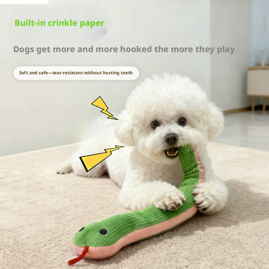 Interactive Snake‑Shape Pet Chew Toy, Bite‑Resistant Plush Sound Toy Teeth‑Cleaning for Kittens Puppies Small Pets