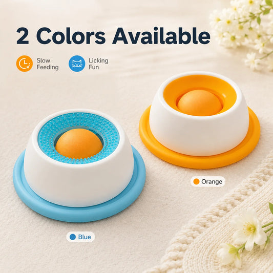 Pet Lick Plate Slow Feeder Bowl for Cats Small Dogs Rotating Ball Treat Toy Anti Slip Licking Mat for Wet Food