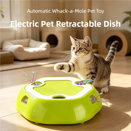 Electric Pet Retractable Plate Cat Exercise Energy Whack-a-Mole Multi-Hole Retractable Cat Teasing Boredom Relief Toy