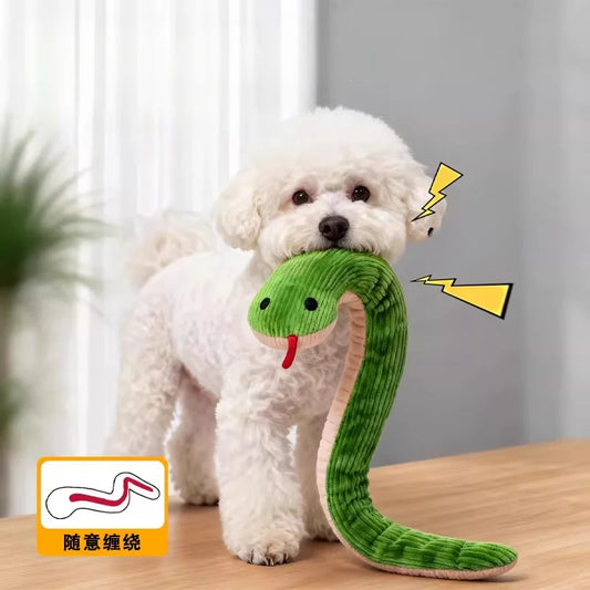 Interactive Snake‑Shape Pet Chew Toy, Bite‑Resistant Plush Sound Toy Teeth‑Cleaning for Kittens Puppies Small Pets