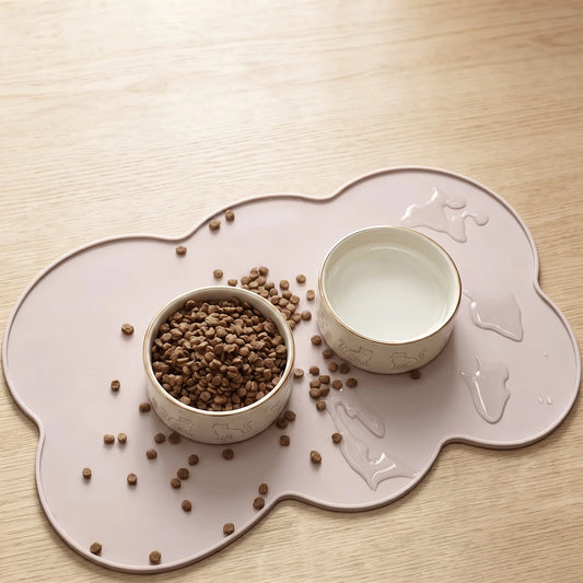 [Pet Feeding Mat] Silicone Pet Place Mat, Leak-Proof Non-Slip Feeding Mat for Dogs And Cats, Elliptical Bowl Pad