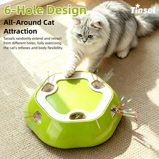 Electric Pet Retractable Plate Cat Exercise Energy Whack-a-Mole Multi-Hole Retractable Cat Teasing Boredom Relief Toy